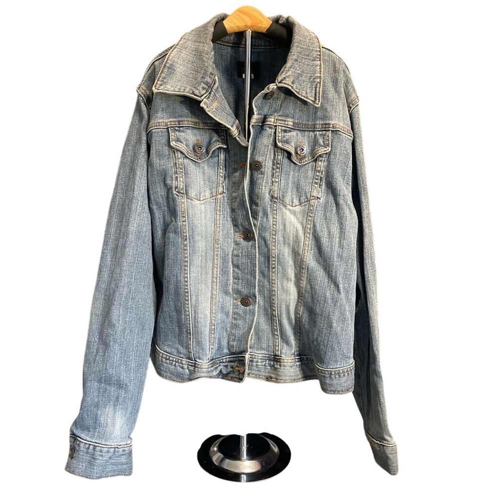 Riders by Lee Womens Denim Trucker Jacket‎ Light Wash Stretch XL 134007H